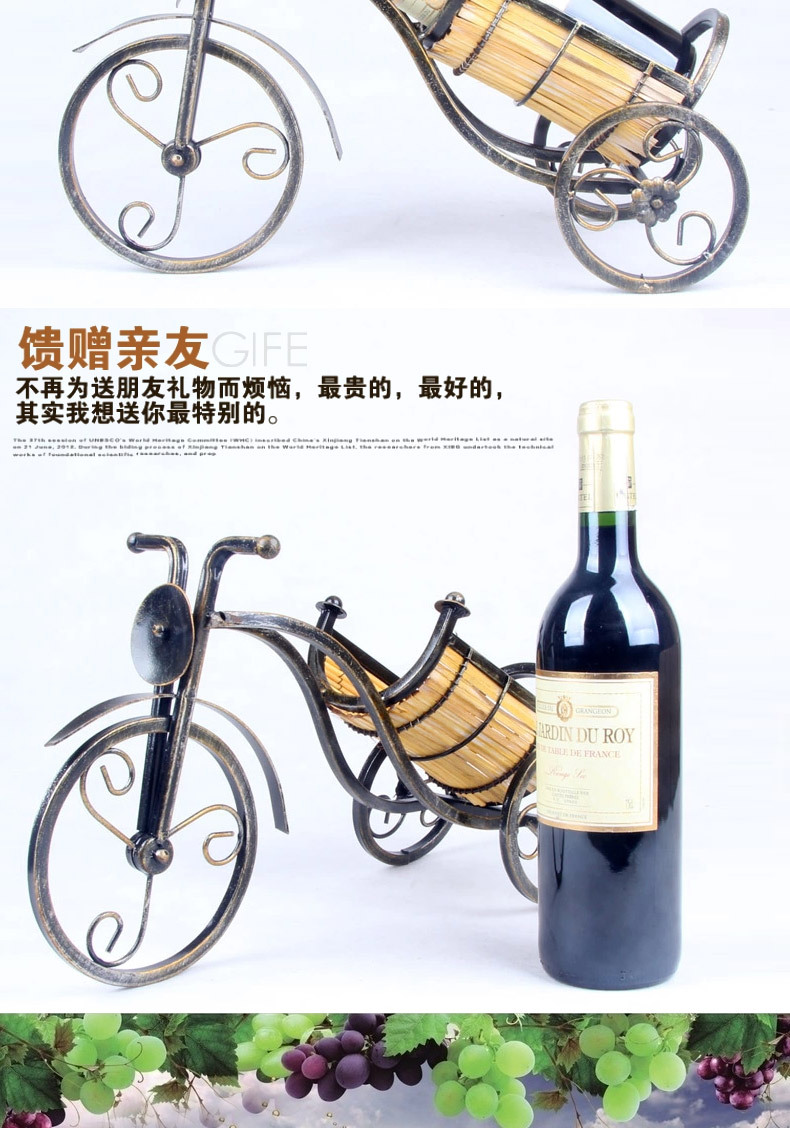 MetalthickwiretricyclewinerackWineframerestaurantdecoratedweddingsupplieswroughtironcraftsmetalcraftswine-2046946911